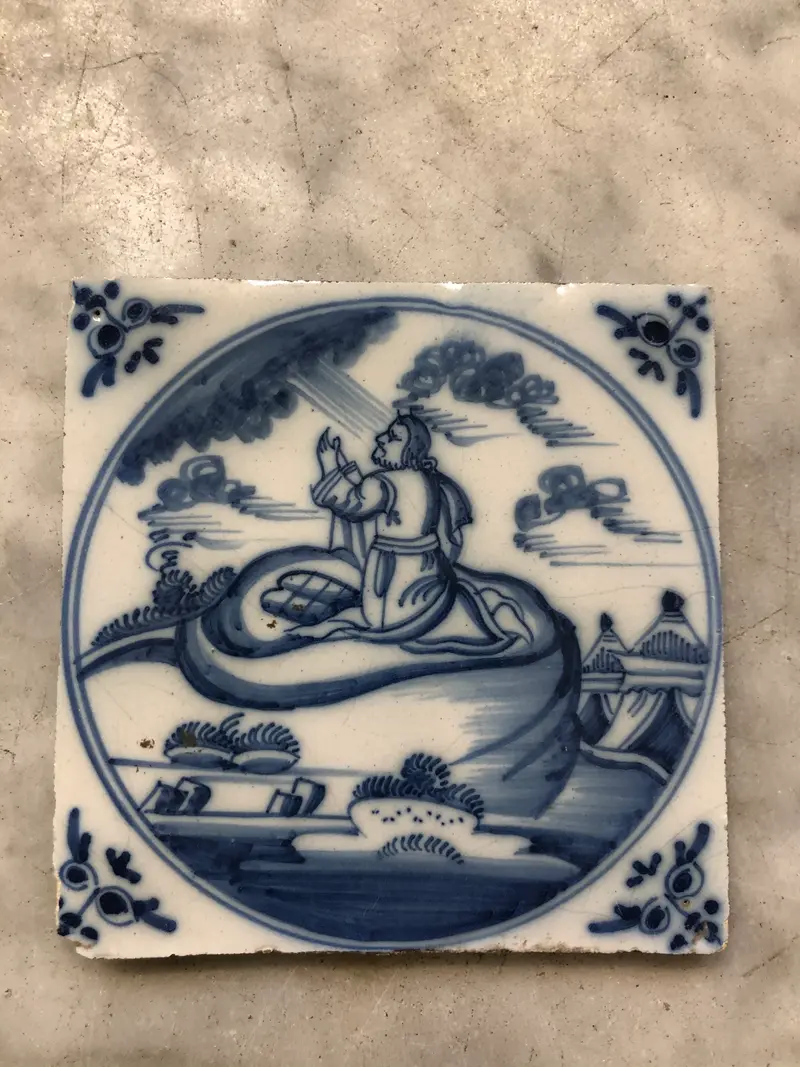18th century Delft handpainted bible tile