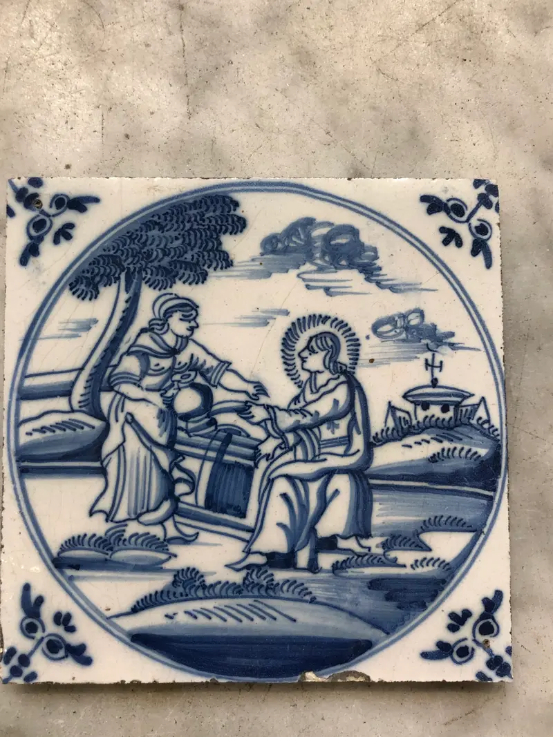 18th century Delft handpainted dutch bibical tile