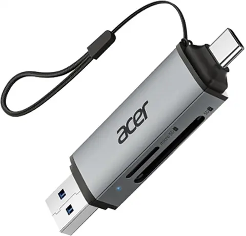 2-in-1 SD Kaartlezer / Card Reader USB 3.0 + USB-C voor SD en microSD (ODK4E0) - Grijs