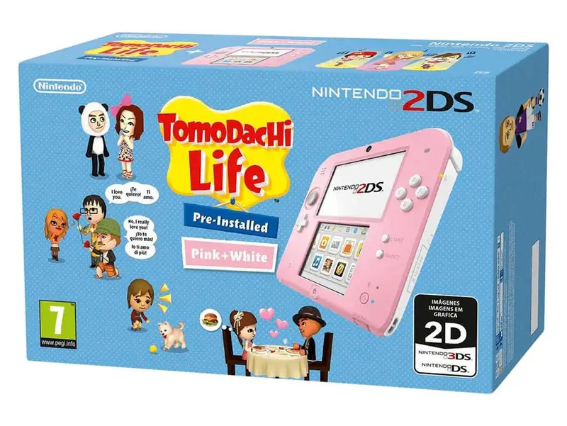 2DS Console - Roze/Wit + Tomodachi Life (Nieuw in doos)