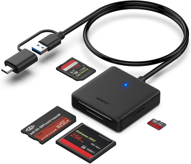 4-in-1 Geheugenkaartlezer USB 3.0 / USB-C naar SD Micro SD MS CF