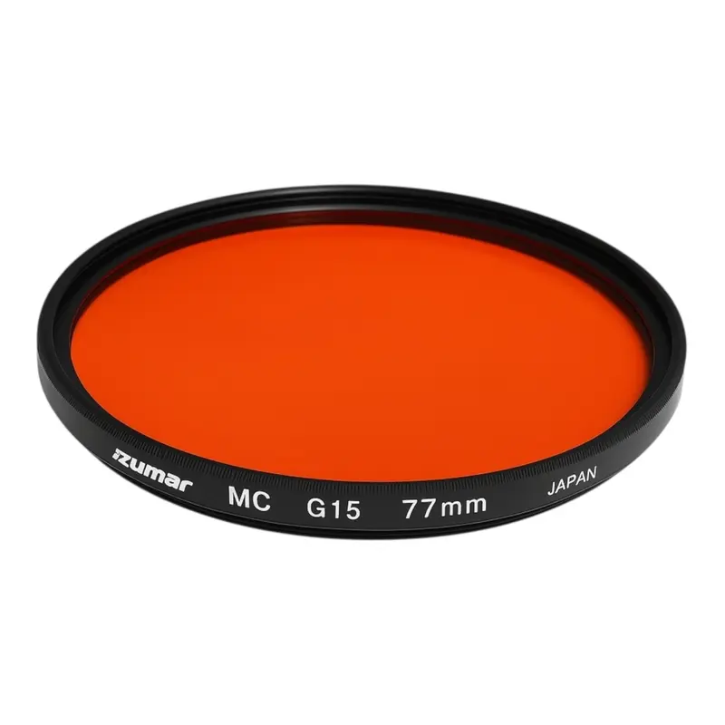 77 mm G15 Oranje Coated Filter – Contrastversterking voor Zwart-wit (Nieuw)