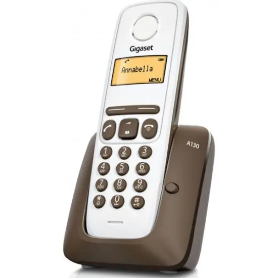 A130 Draadloze DECT Telefoon - Wit / Chocoladebruin (Nieuw)