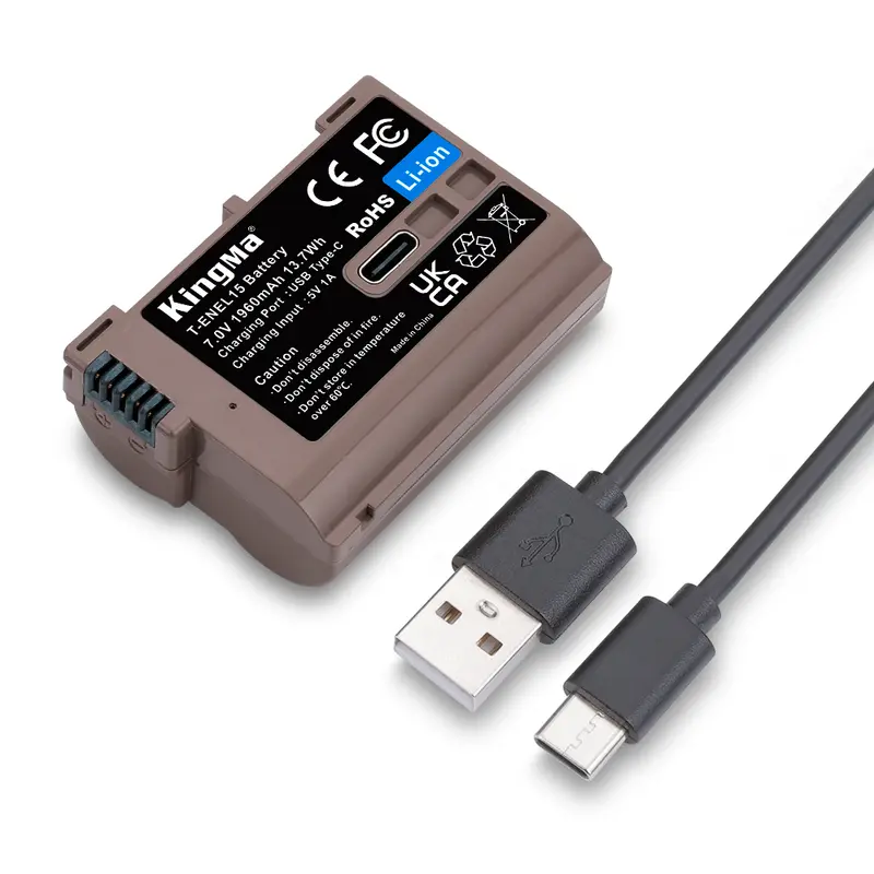 Accu voor Nikon EN-EL15 - 1960mAh met USB-C Poort (Nieuw)