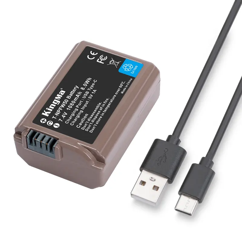 Accu voor Sony NP-FW50 - 1080mAh met USB-C Poort (Nieuw)