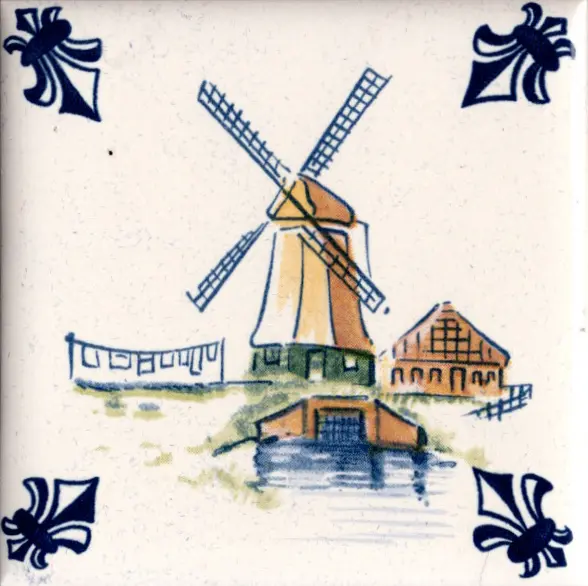 Airline Business Class Delft Blue Tile Coaster - 75 × 75 mm