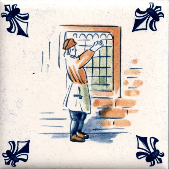 Airline Business Class Delft Blue Tile Coaster - 75 × 75 mm
