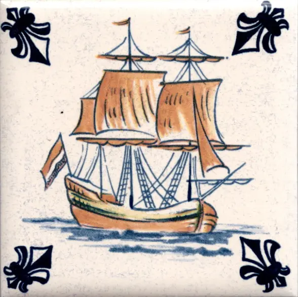Airline Business Class Delft Blue Tile Coaster - 75 × 75 mm