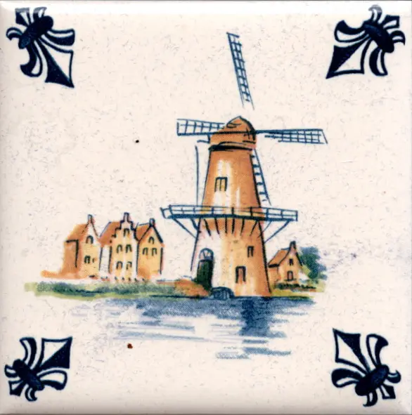 Airline Business Class Delft Blue Tile Coaster - 75 × 75 mm