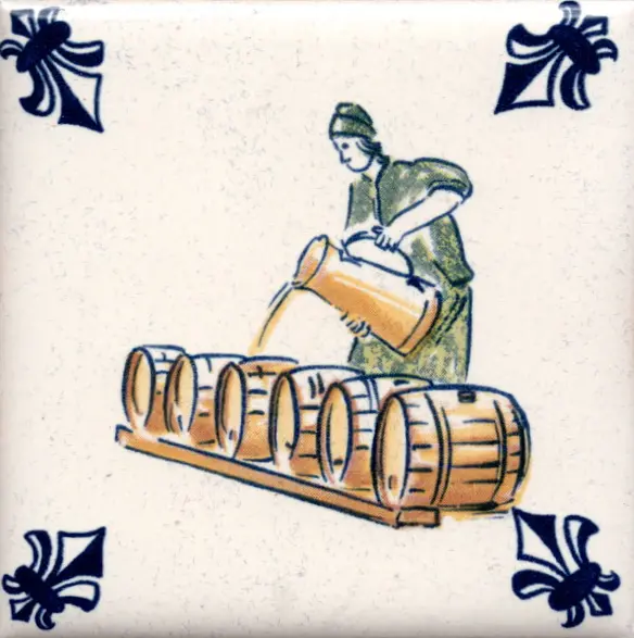 Airline Business Class Delft Blue Tile Coaster - 75 × 75 mm