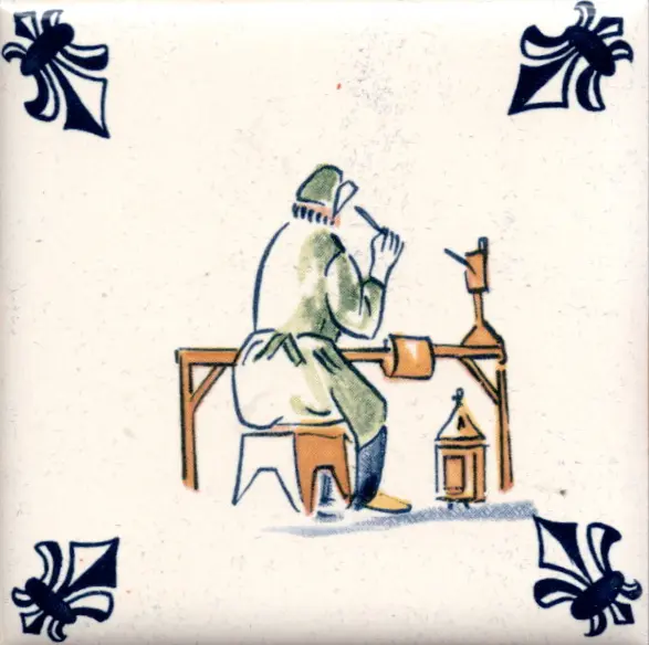 Airline Business Class Delft Blue Tile Coaster - 75 × 75 mm