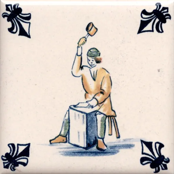 Airline Business Class Delft Blue Tile Coaster - 75 × 75 mm