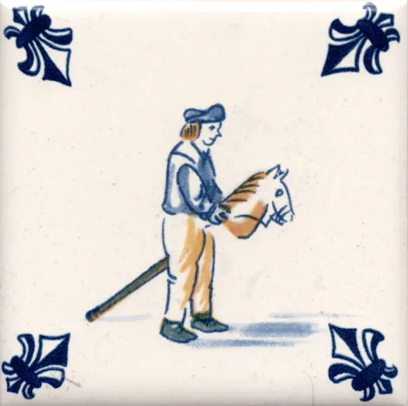 Airline Business Class Delft Blue Tile Coaster - 75 × 75 mm