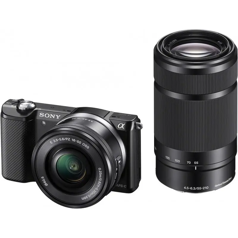 Alpha a5000 Systeemcamera + 16-50mm + 55-210mm Lenzen - Zilver (In doos)