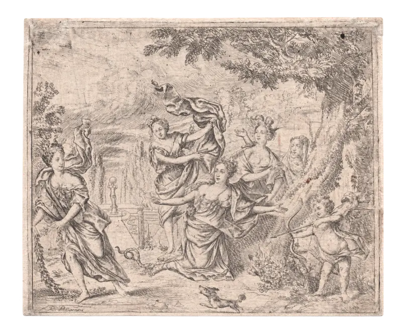 An exceptionally rare example of Herreyns’s highly individual etched style
