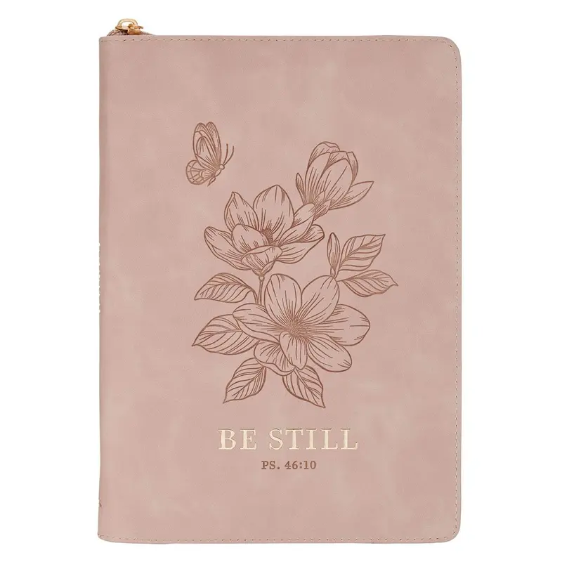 Be Still Journal Classic Zip Pink