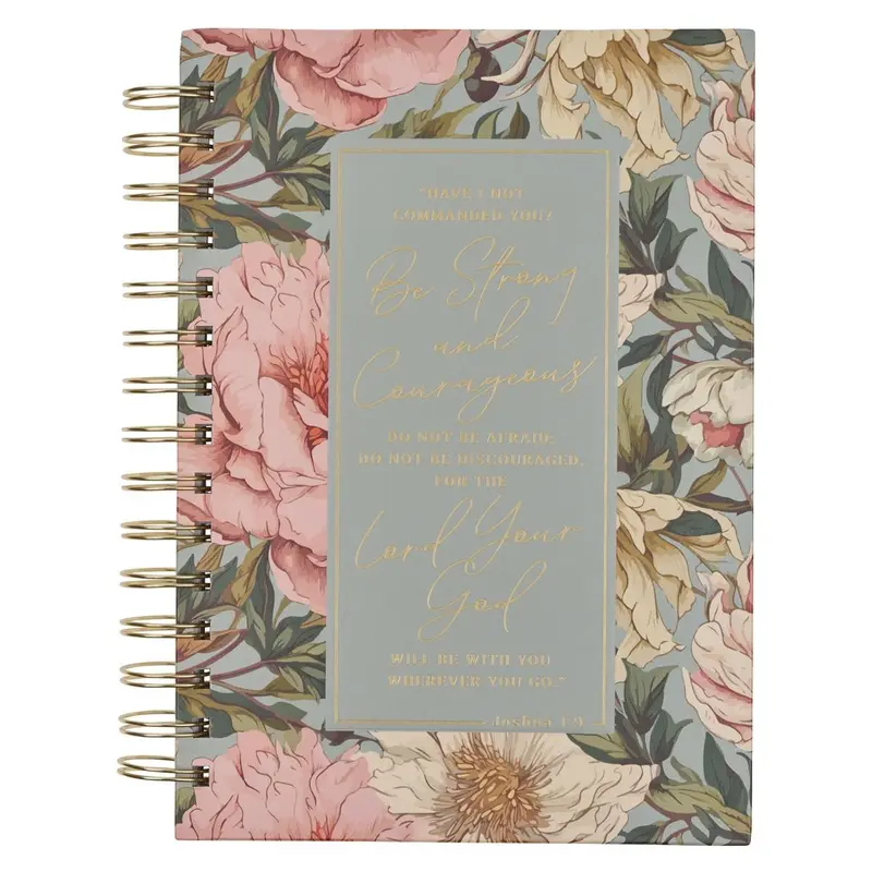 Be Strong and Courageous Delicate Dahlia Spiral Journal - Joshua 1