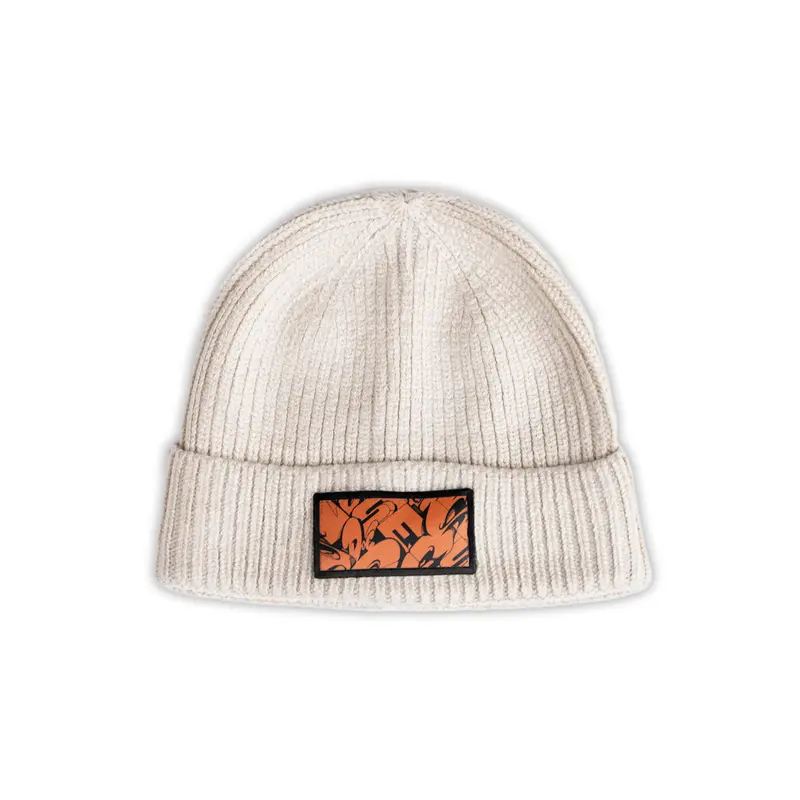 Beanie 'Orange Letters' Beige