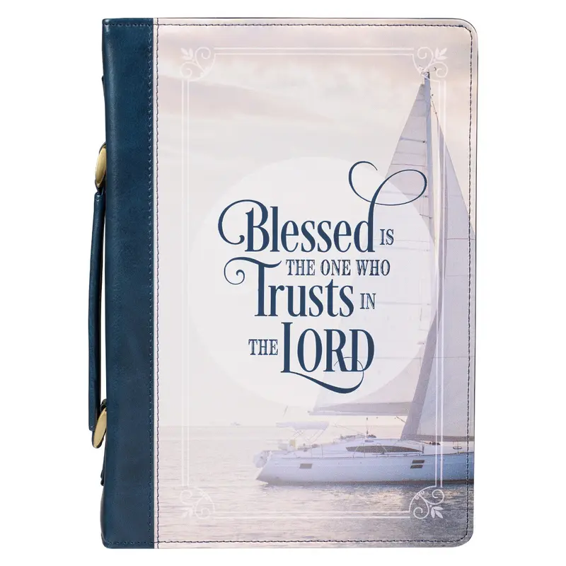 Blessed Is The One Nautical Navy Faux Leather