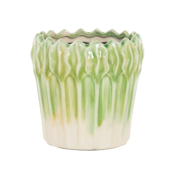 Bloempot groen met wit