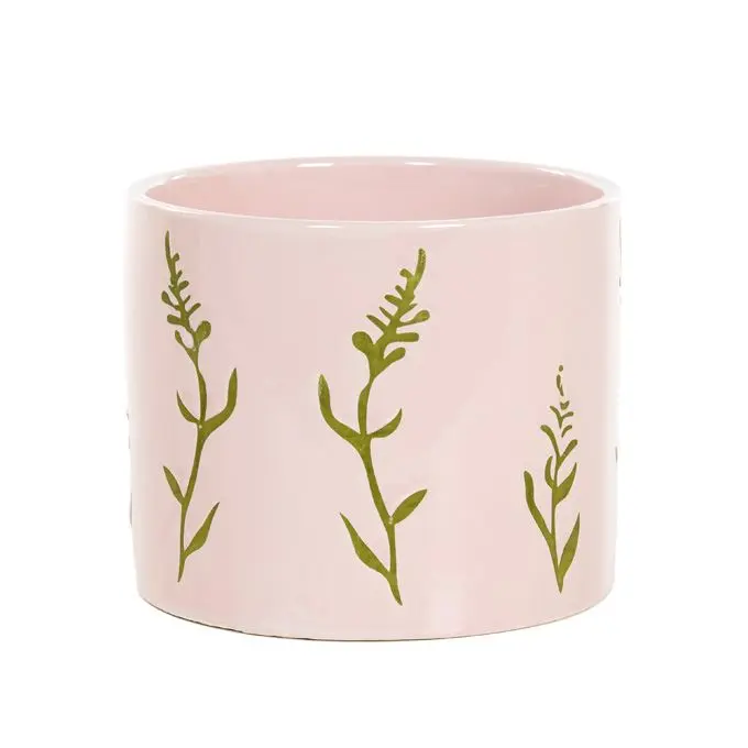 Bloempot roze met groene tak