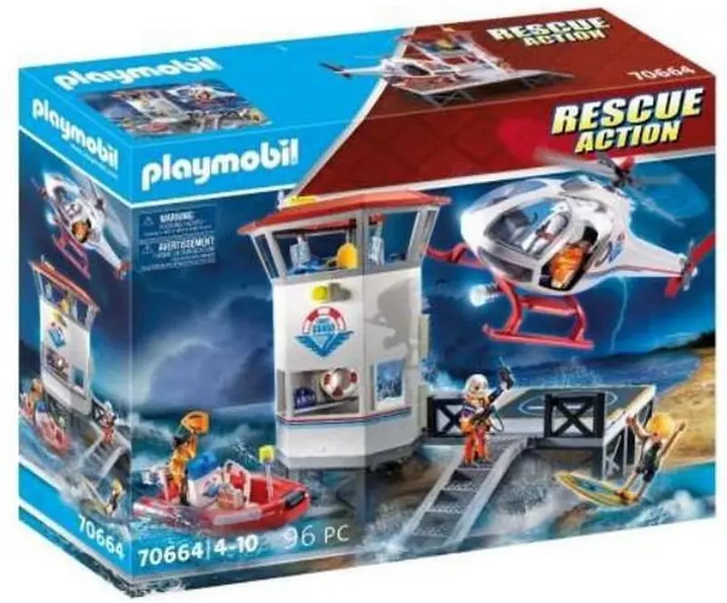 City Action Kustwacht Hoofdkwartier met Helikopter en Rubberboot - 70664 (Nieuw)