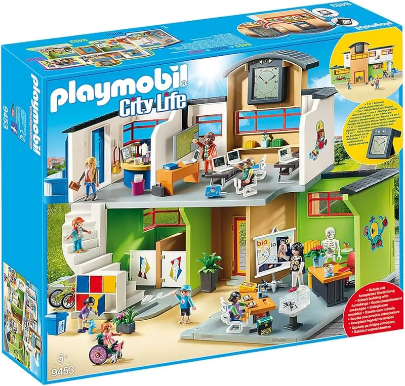 City Life Ingerichte School / Schoolgebouw met Digitale Klok - 9453 (Nieuw)