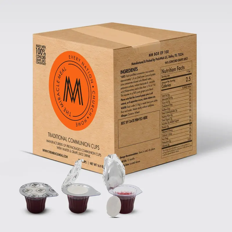 Communion cups Gluten free prefilled Wafer & Juice 100 units