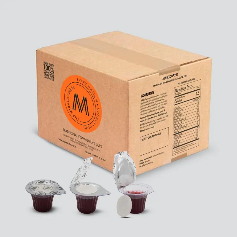 Communion cups Gluten free prefilled Wafer & Juice 250 units
