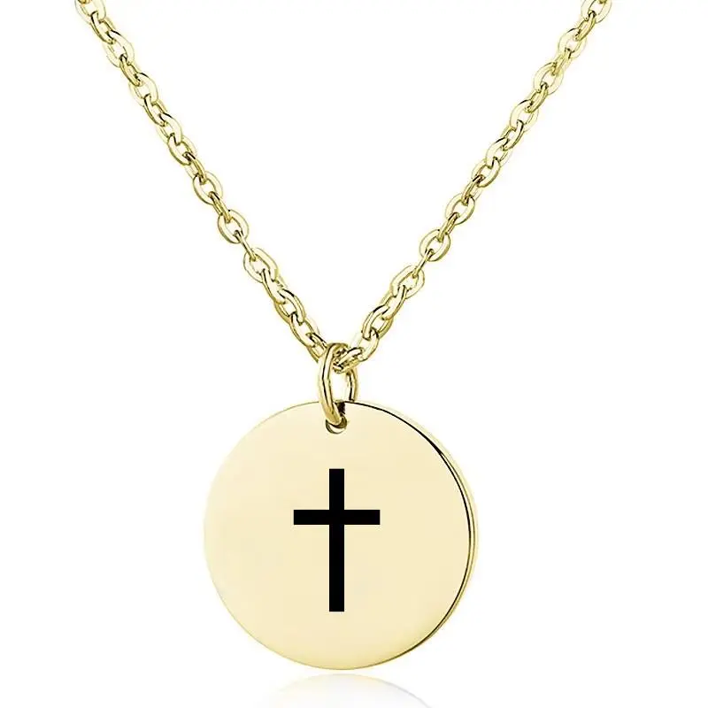 Cross necklace gold stainless steel