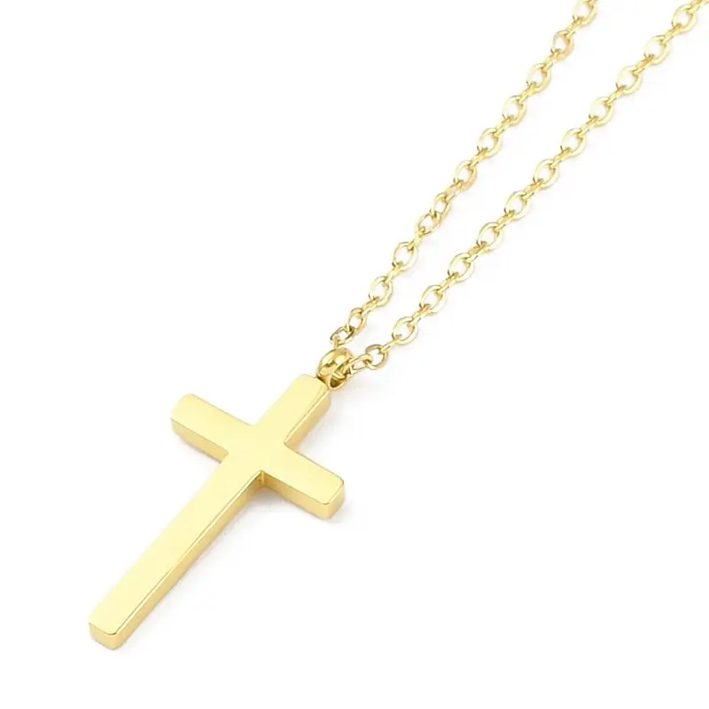 Cross stainless steel necklace gold