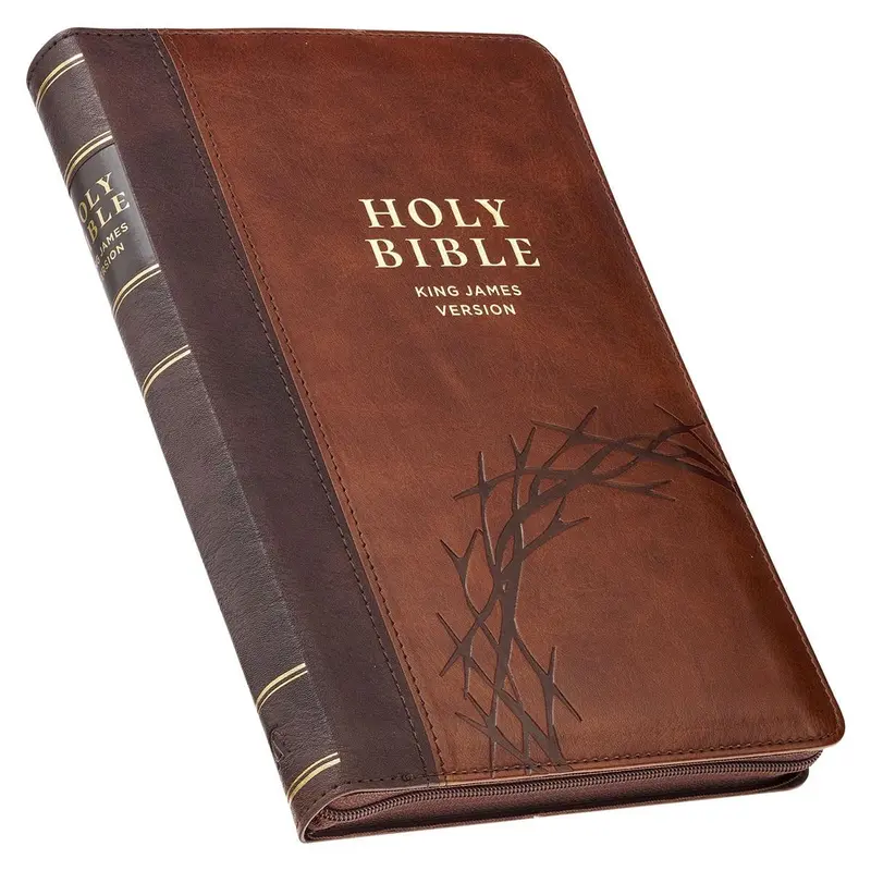 Crown of Thorns KJV Bible Deluxe Gift Faux Leather Two-tone w/zipper Isa. 53