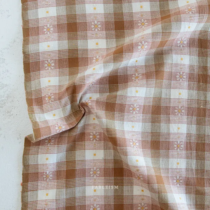 Daisy Plaid - Rose Gold - Golden Hour - Cotton - Fableism - COUPON