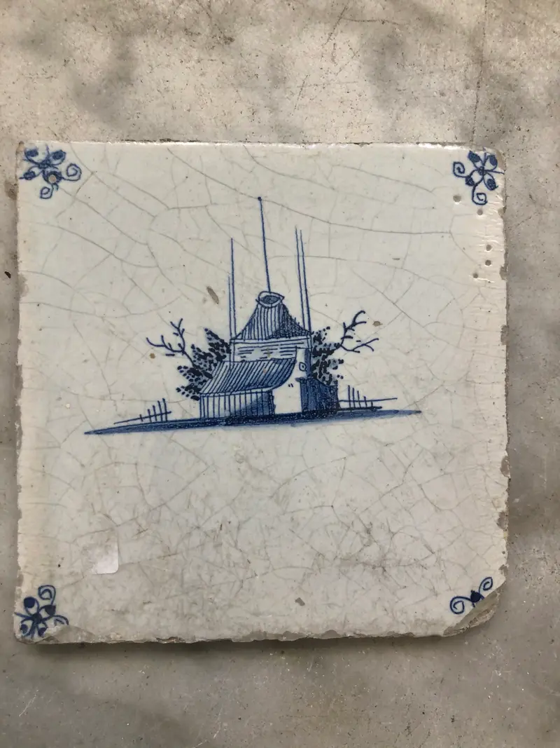 Delft handpainted dutch tile with landscape