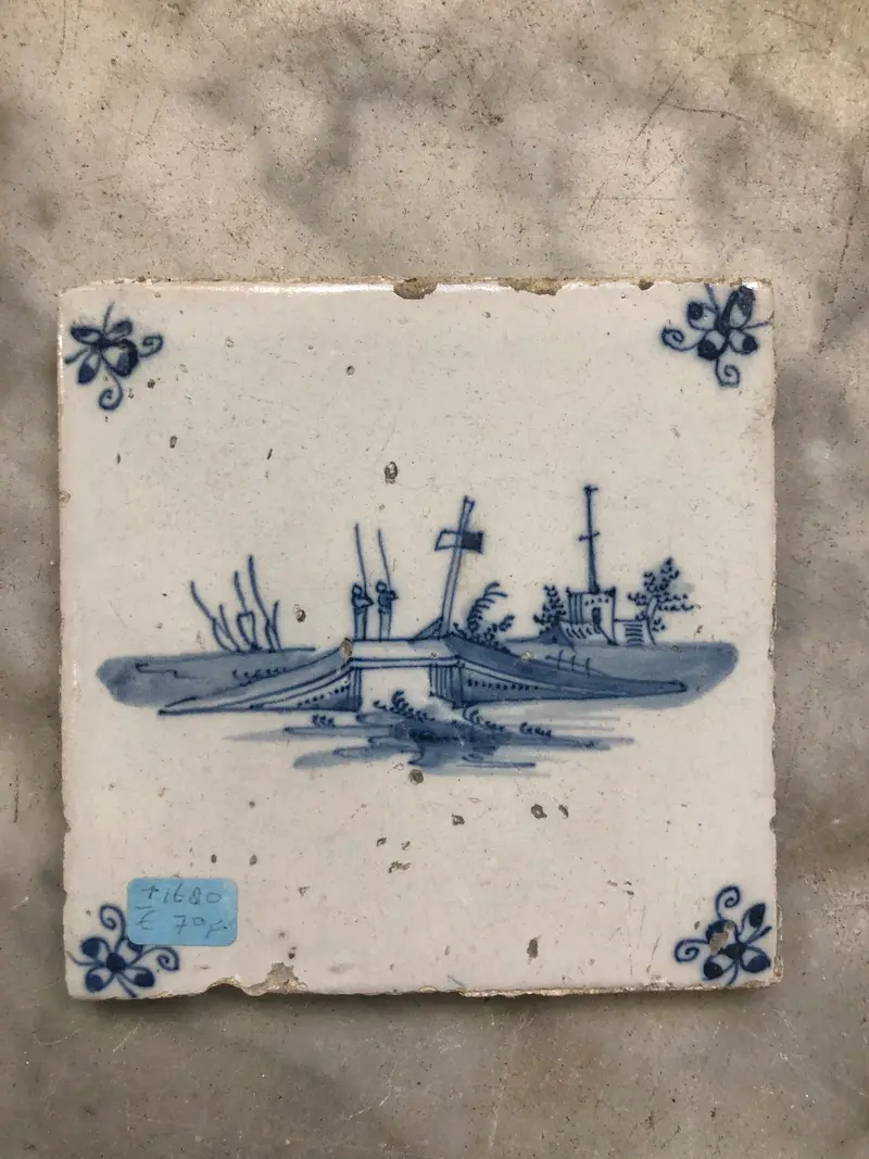 Delft handpainted dutch tile with landscape