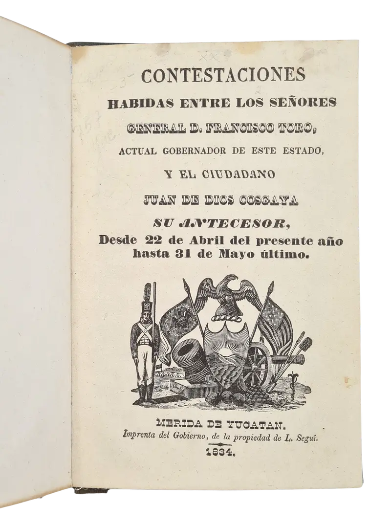 Extremely rare, significant and pretty Yucatan imprint, Mérida de Yucatán 1834.