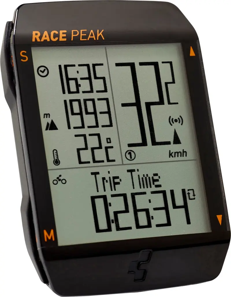 Fietscomputer Race Peak (Draadloos, Barometrische Hoogtemeter) - Zwart (Nieuw)