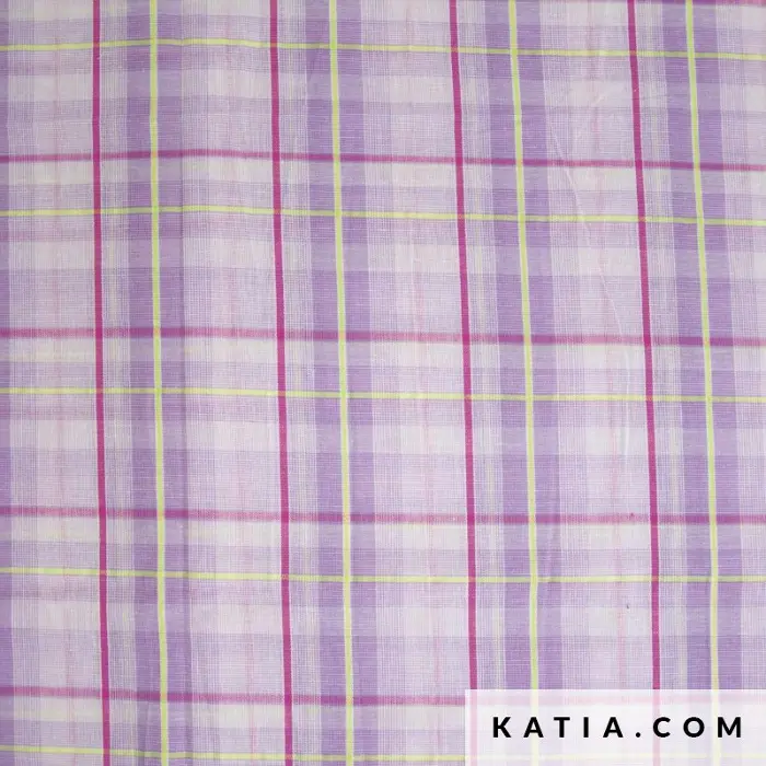 Fluor Madras- Neon and Lilac -Cotton  - Katia Fabrics COUPON