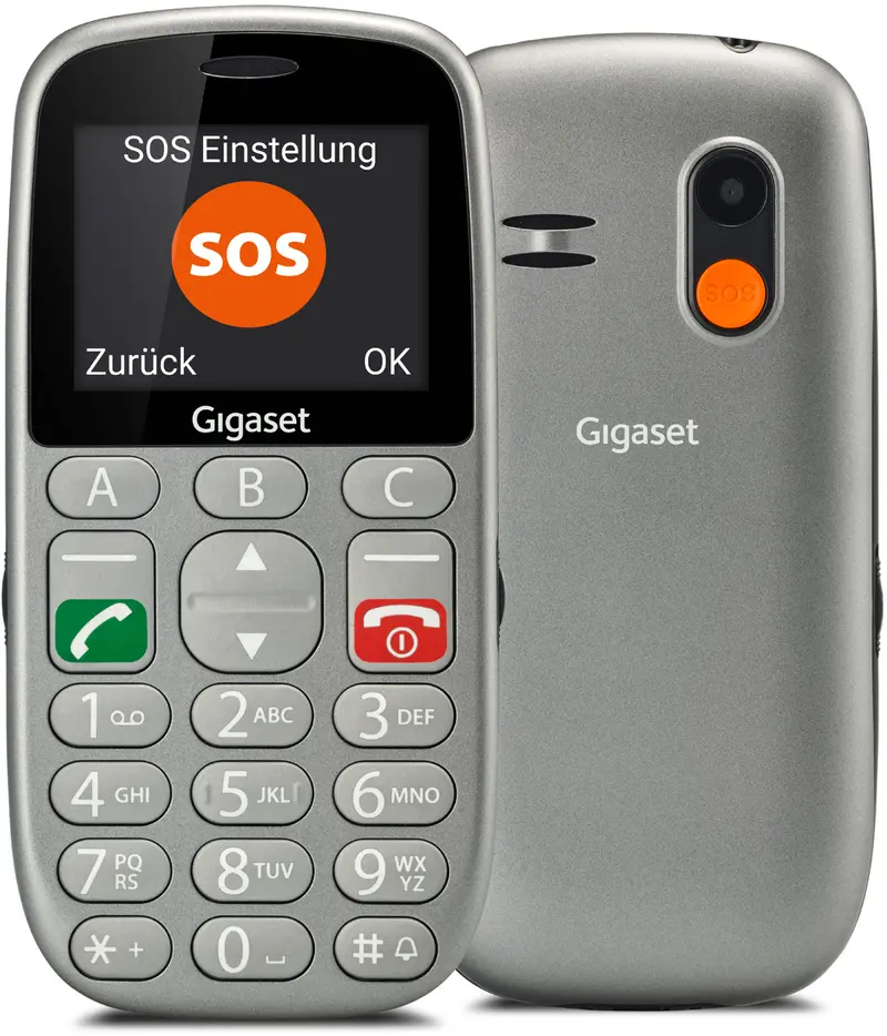 GL390 Senioren Telefoon / GSM Mobiele Telefoon met Grote Toetsen en SOS-Knop - Zilver (Nieuw)