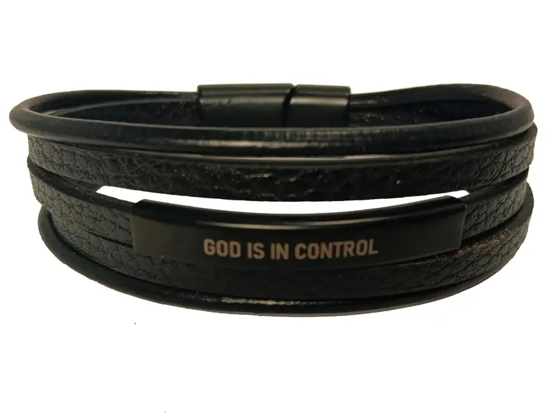 God is in control. Black bracelet