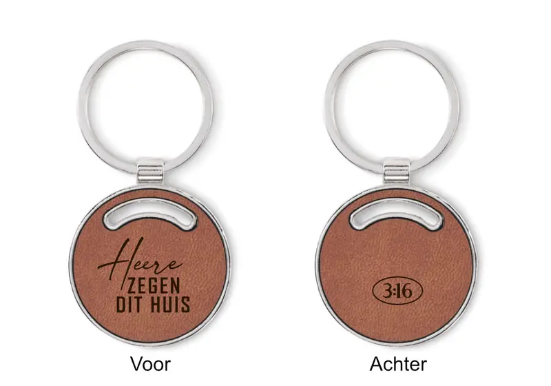 Heere zegen zit huis sleutelhanger Metaal en kunstleer