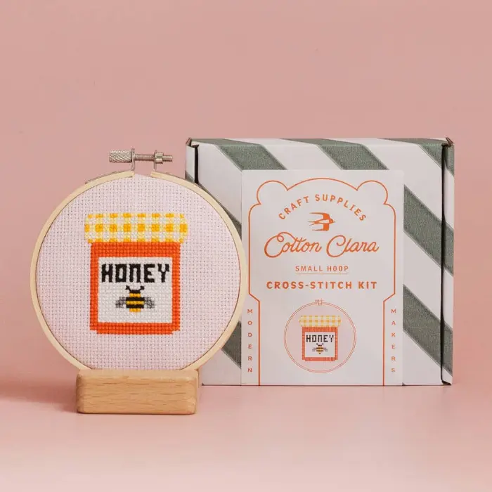 Honey Jar Cross Stitch Kit - Cotton Clara Craft Kits & Supplies