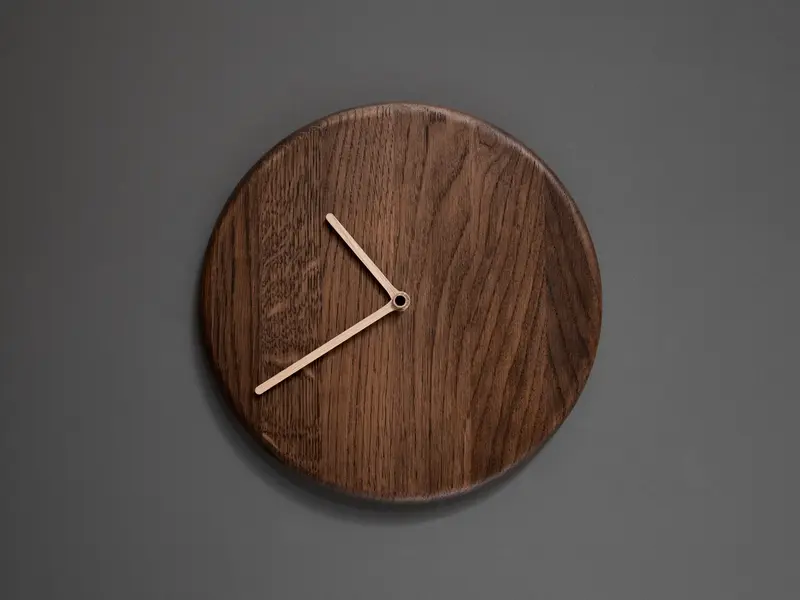 Houten Klok Minimalist | Massief Eiken | Donker