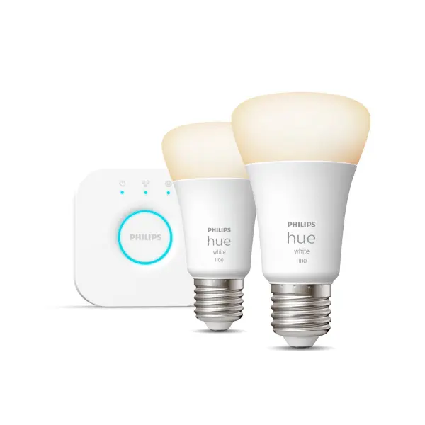 Hue White Starter Set E27 - 2x 9.5W + Bridge + Dimmer Switch (In doos)