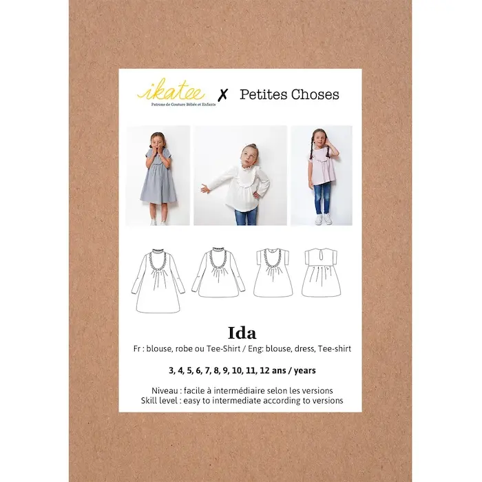 IDA blouse & dress -3/12yr Sewing Pattern - Ikatee