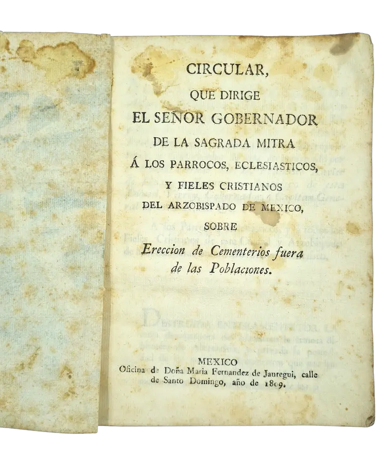 Indigenous burial rites prohibited, Mexico 1809.