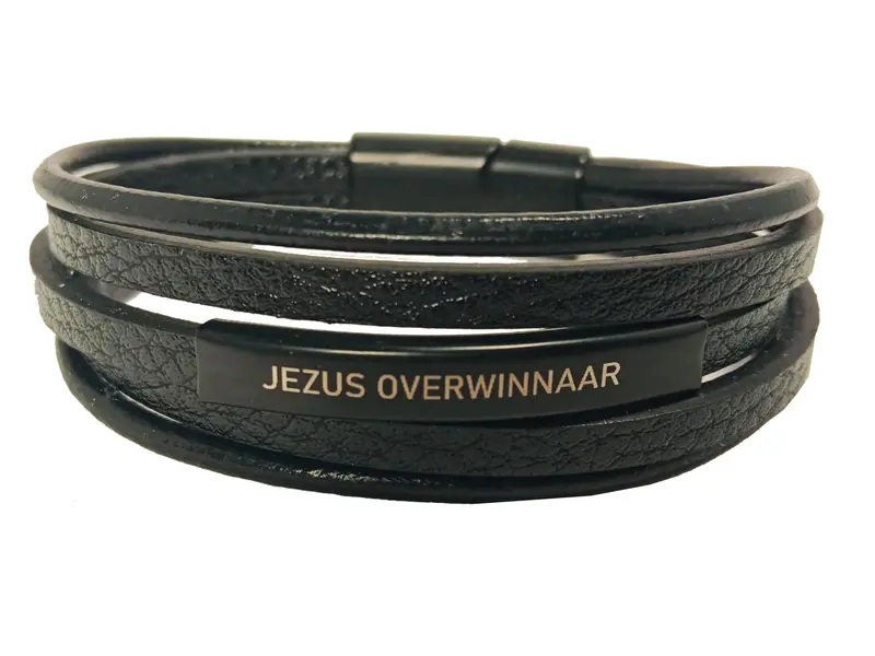 Jezus overwinnaar. Zwarte armband
