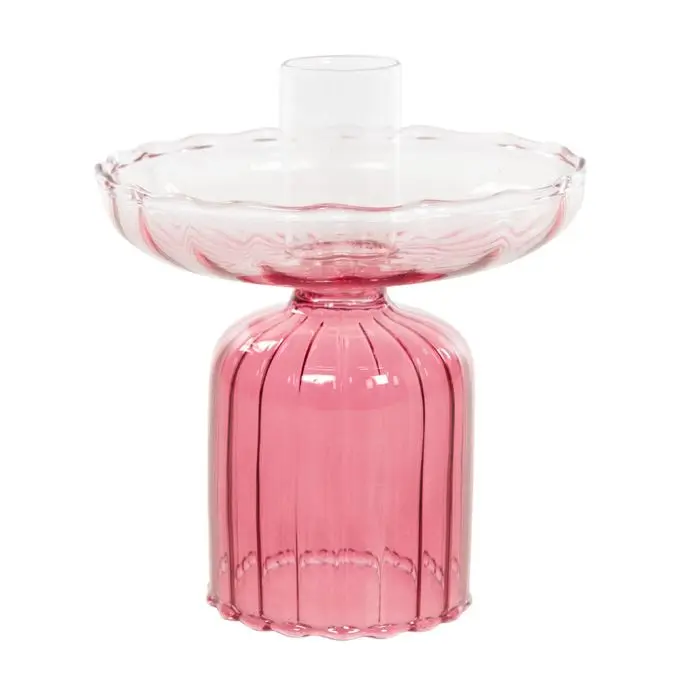 Kaarsenstandaard glas roze