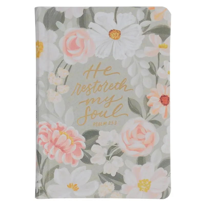 KJV Bible Compact Faux Leather HC Gray Floral Printed Ps. 23