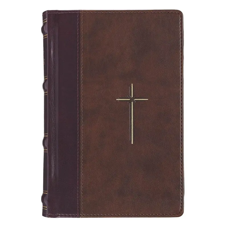 KJV Bible Personal Size LG print Hardcover Faux Leather Two-tone Black/Tan